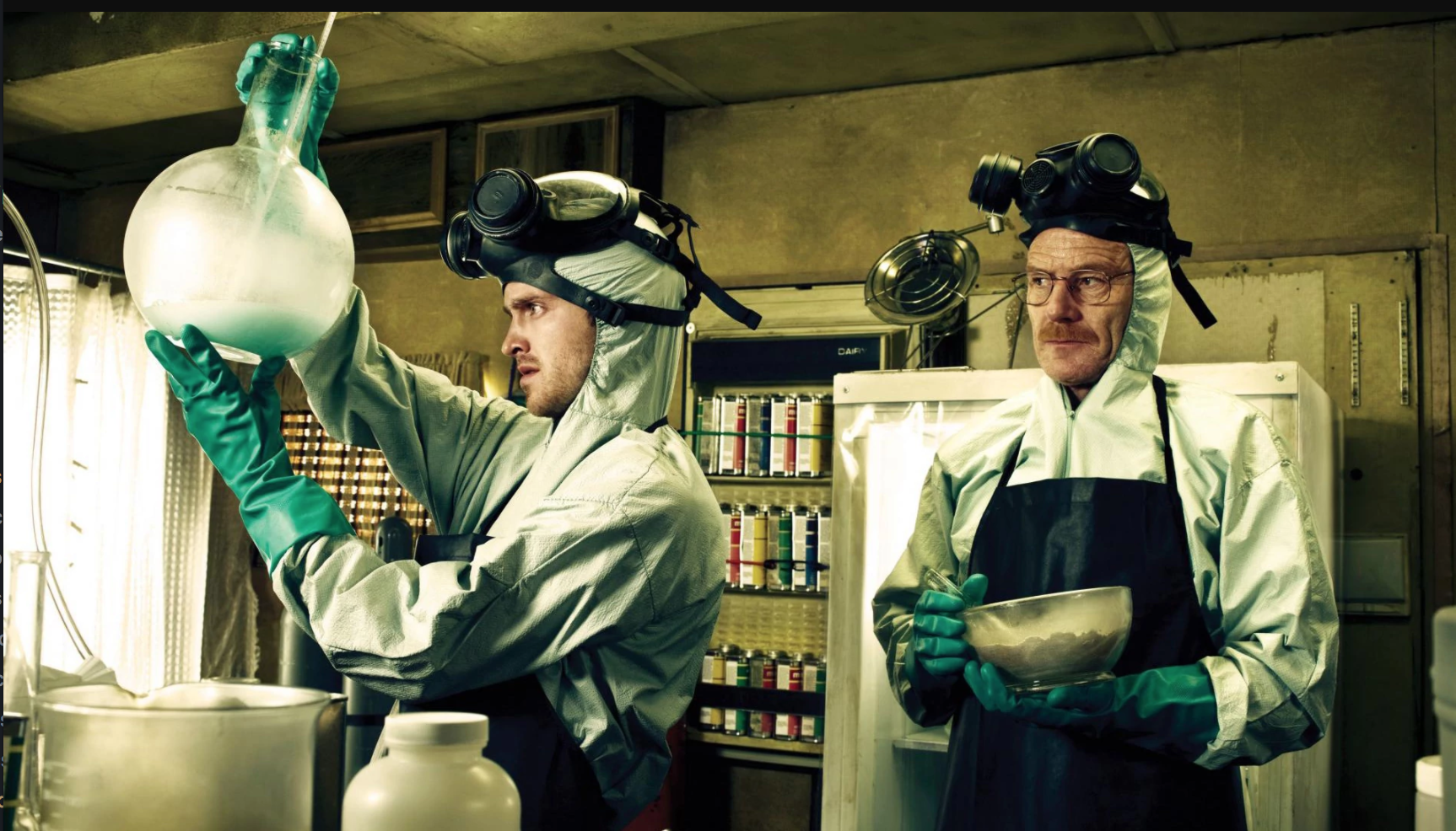 Walter White and Jessie Pinkman creating meth